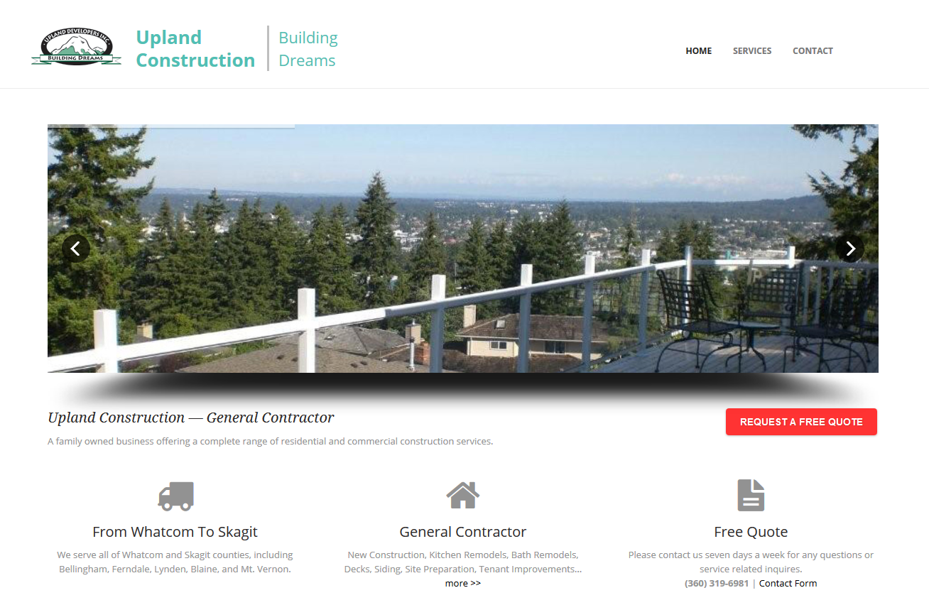 Upland Homepage and Slideshow